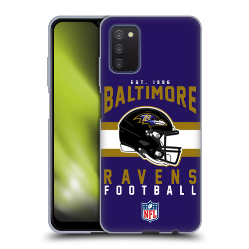 NFL Baltimore Ravens Graphics Helmet Typography Soft Gel Case for Samsung Galaxy A03s (2021)