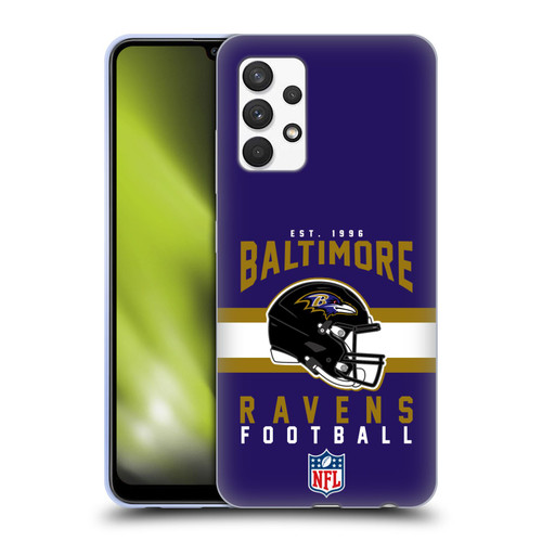 NFL Baltimore Ravens Graphics Helmet Typography Soft Gel Case for Samsung Galaxy A32 (2021)