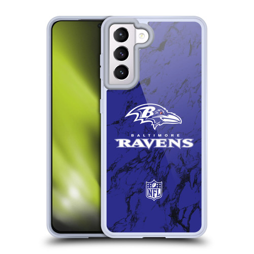 NFL Baltimore Ravens Graphics Coloured Marble Soft Gel Case for Samsung Galaxy S21 5G