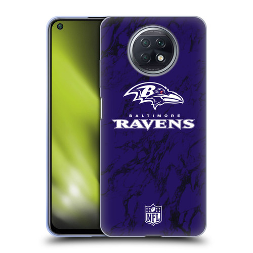 NFL Baltimore Ravens Graphics Coloured Marble Soft Gel Case for Xiaomi Redmi Note 9T 5G