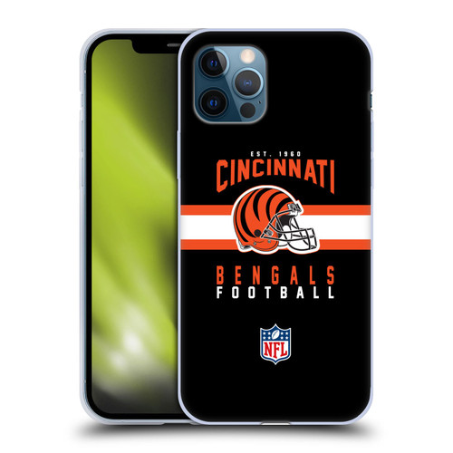 NFL Cincinnati Bengals Graphics Helmet Typography Soft Gel Case for Apple iPhone 12 / iPhone 12 Pro