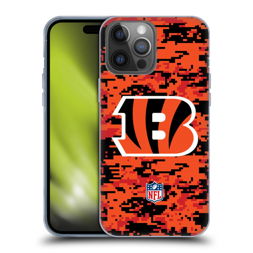 NFL Cincinnati Bengals Graphics Digital Camouflage Soft Gel Case for Apple iPhone 14 Pro Max