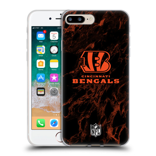 NFL Cincinnati Bengals Graphics Coloured Marble Soft Gel Case for Apple iPhone 7 Plus / iPhone 8 Plus
