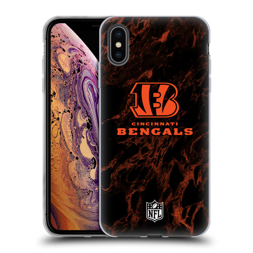 NFL Cincinnati Bengals Graphics Coloured Marble Soft Gel Case for Apple iPhone XS Max