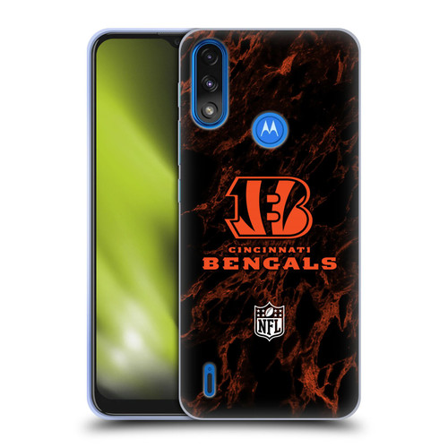 NFL Cincinnati Bengals Graphics Coloured Marble Soft Gel Case for Motorola Moto E7 Power / Moto E7i Power