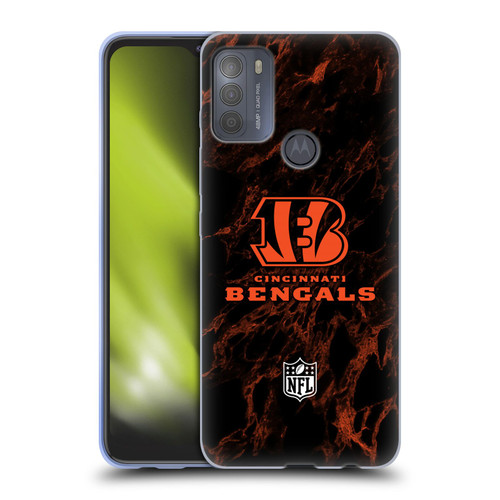 NFL Cincinnati Bengals Graphics Coloured Marble Soft Gel Case for Motorola Moto G50