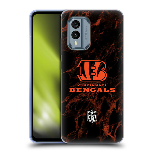 NFL Cincinnati Bengals Graphics Coloured Marble Soft Gel Case for Nokia X30
