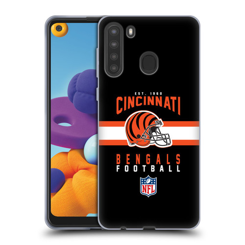 NFL Cincinnati Bengals Graphics Helmet Typography Soft Gel Case for Samsung Galaxy A21 (2020)