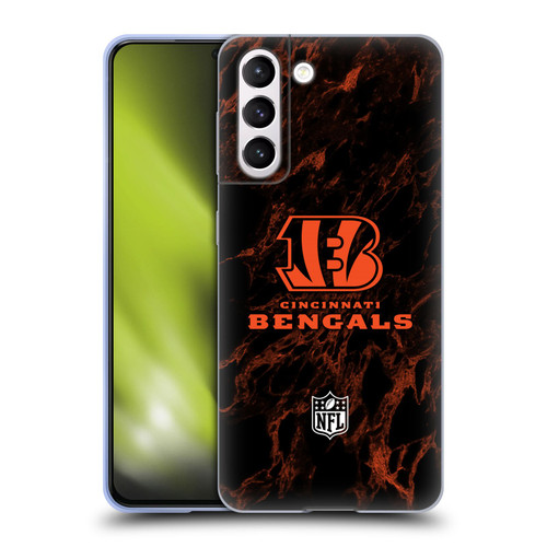 NFL Cincinnati Bengals Graphics Coloured Marble Soft Gel Case for Samsung Galaxy S21 5G