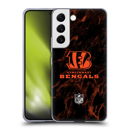 NFL Cincinnati Bengals Graphics Coloured Marble Soft Gel Case for Samsung Galaxy S22 5G