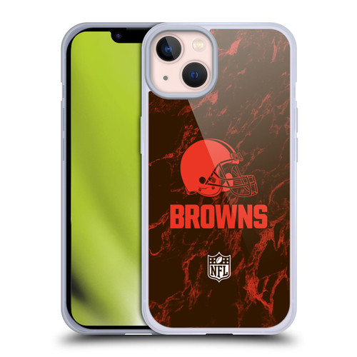 NFL Cleveland Browns Graphics Coloured Marble Soft Gel Case for Apple iPhone 13