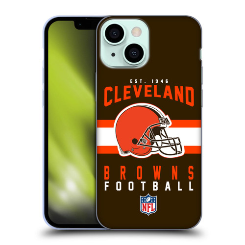 NFL Cleveland Browns Graphics Helmet Typography Soft Gel Case for Apple iPhone 13 Mini
