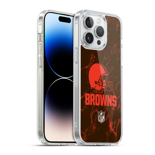 NFL Cleveland Browns Graphics Coloured Marble Soft Gel Case for Apple iPhone 14 Pro Max & MagSafe
