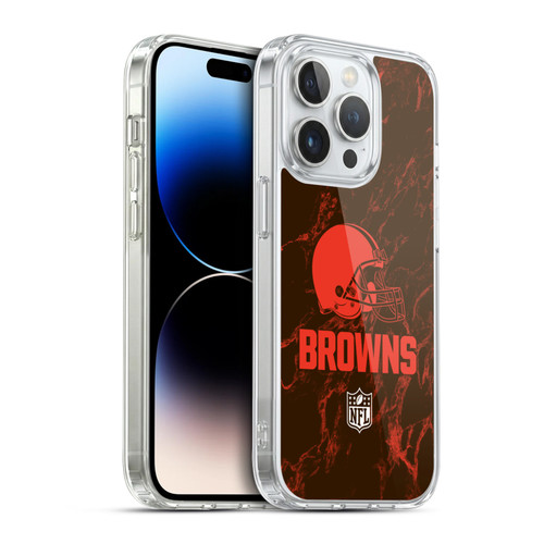 NFL Cleveland Browns Graphics Coloured Marble Soft Gel Case for Apple iPhone 14 Pro & MagSafe