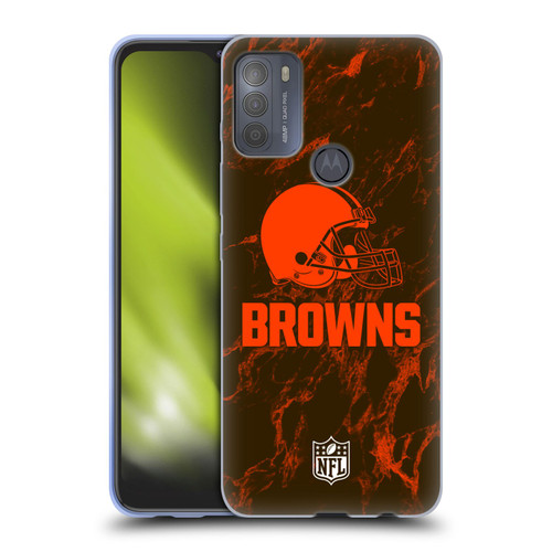 NFL Cleveland Browns Graphics Coloured Marble Soft Gel Case for Motorola Moto G50
