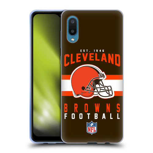 NFL Cleveland Browns Graphics Helmet Typography Soft Gel Case for Samsung Galaxy A02/M02 (2021)