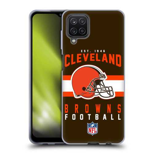 NFL Cleveland Browns Graphics Helmet Typography Soft Gel Case for Samsung Galaxy A12 (2020)
