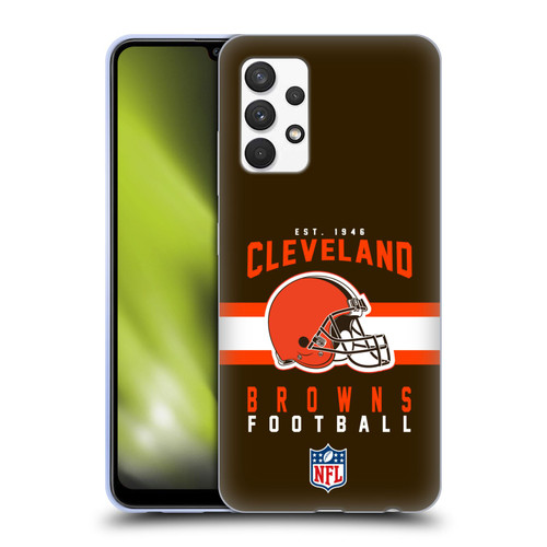 NFL Cleveland Browns Graphics Helmet Typography Soft Gel Case for Samsung Galaxy A32 (2021)