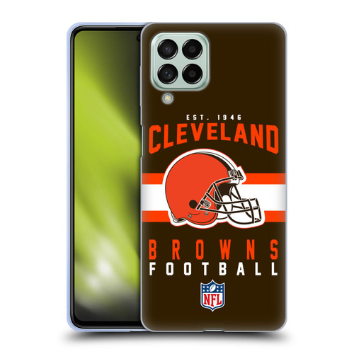 NFL Cleveland Browns Graphics Helmet Typography Soft Gel Case for Samsung Galaxy M53 (2022)