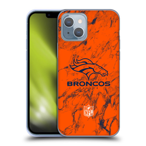 NFL Denver Broncos Graphics Coloured Marble Soft Gel Case for Apple iPhone 14