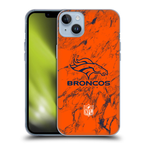 NFL Denver Broncos Graphics Coloured Marble Soft Gel Case for Apple iPhone 14 Plus