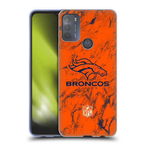 NFL Denver Broncos Graphics Coloured Marble Soft Gel Case for Motorola Moto G50