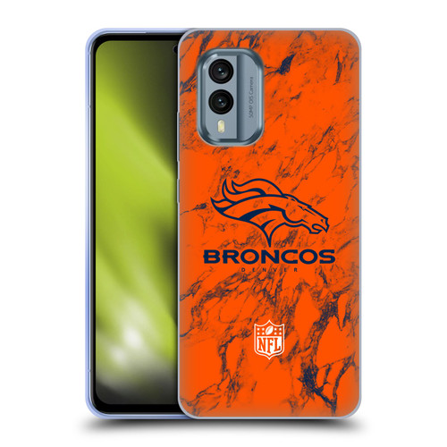NFL Denver Broncos Graphics Coloured Marble Soft Gel Case for Nokia X30