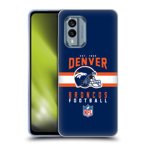 NFL Denver Broncos Graphics Helmet Typography Soft Gel Case for Nokia X30