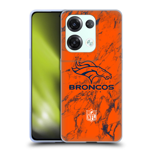 NFL Denver Broncos Graphics Coloured Marble Soft Gel Case for OPPO Reno8 Pro