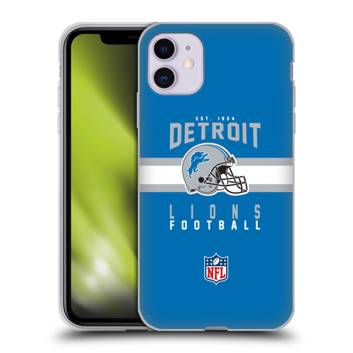 NFL Detroit Lions Graphics Helmet Typography Soft Gel Case for Apple iPhone 11