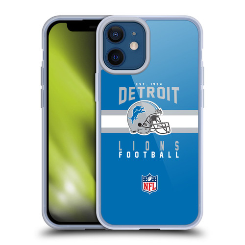 NFL Detroit Lions Graphics Helmet Typography Soft Gel Case for Apple iPhone 12 Mini