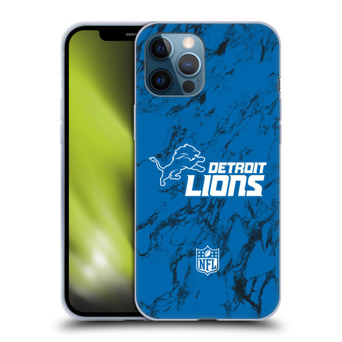 NFL Detroit Lions Graphics Coloured Marble Soft Gel Case for Apple iPhone 12 Pro Max