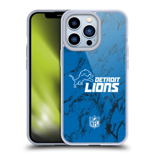 NFL Detroit Lions Graphics Coloured Marble Soft Gel Case for Apple iPhone 13 Pro