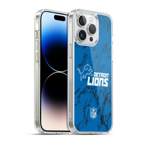 NFL Detroit Lions Graphics Coloured Marble Soft Gel Case for Apple iPhone 14 Pro Max & MagSafe