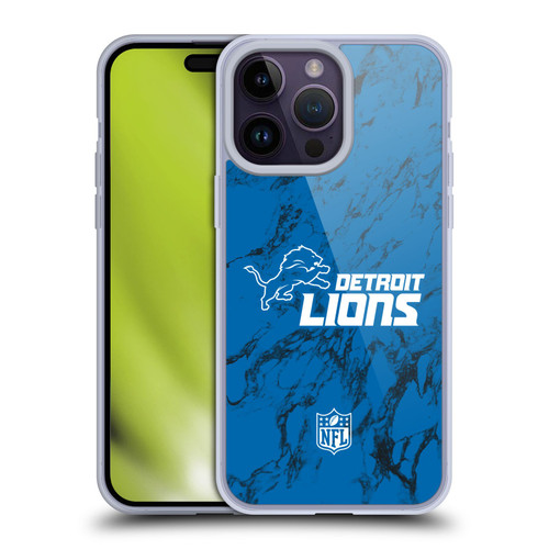 NFL Detroit Lions Graphics Coloured Marble Soft Gel Case for Apple iPhone 14 Pro Max