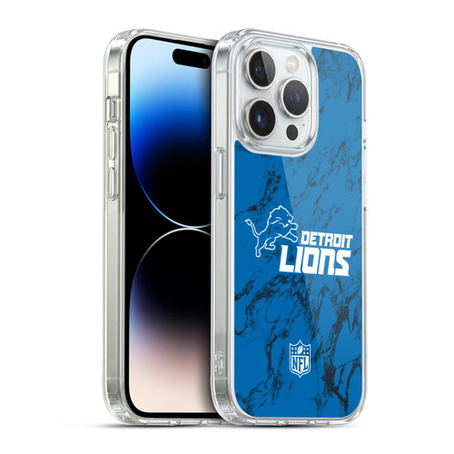 NFL Detroit Lions Graphics Coloured Marble Soft Gel Case for Apple iPhone 14 Pro & MagSafe