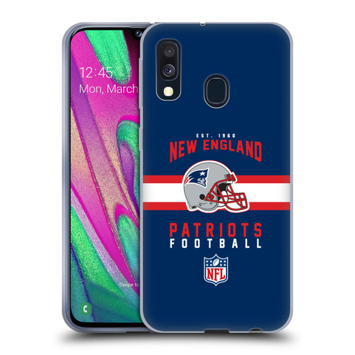NFL New England Patriots Graphics Helmet Typography Soft Gel Case for Samsung Galaxy A40 (2019)