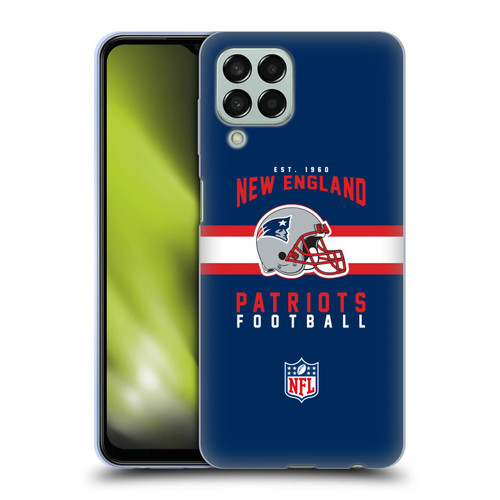 NFL New England Patriots Graphics Helmet Typography Soft Gel Case for Samsung Galaxy M33 (2022)