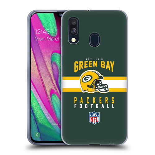 NFL Green Bay Packers Graphics Helmet Typography Soft Gel Case for Samsung Galaxy A40 (2019)