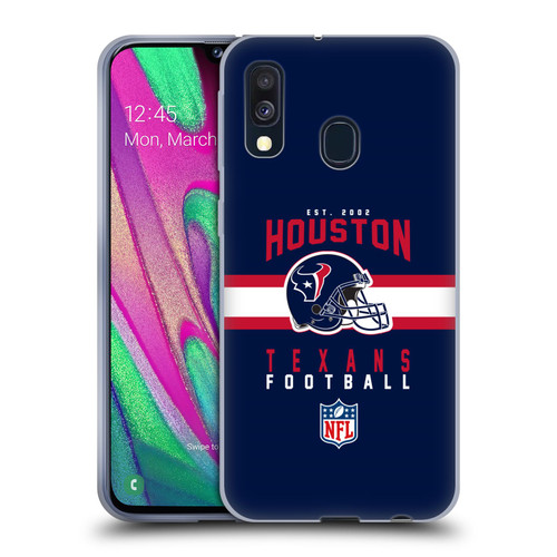 NFL Houston Texans Graphics Helmet Typography Soft Gel Case for Samsung Galaxy A40 (2019)