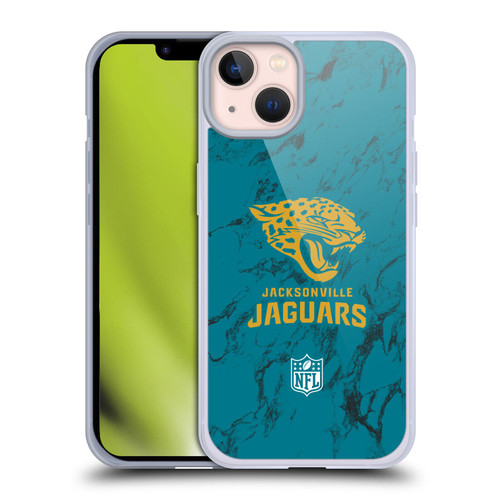 NFL Jacksonville Jaguars Graphics Coloured Marble Soft Gel Case for Apple iPhone 13