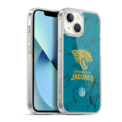 NFL Jacksonville Jaguars Graphics Coloured Marble Soft Gel Case for Apple iPhone 13