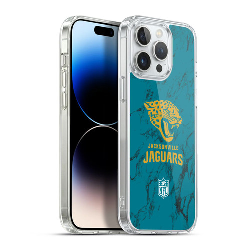 NFL Jacksonville Jaguars Graphics Coloured Marble Soft Gel Case for Apple iPhone 13 Pro Max & MagSafe