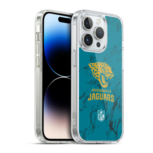 NFL Jacksonville Jaguars Graphics Coloured Marble Soft Gel Case for Apple iPhone 13 Pro & MagSafe
