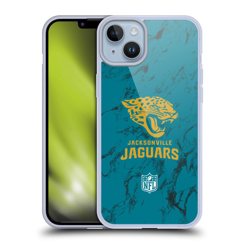 NFL Jacksonville Jaguars Graphics Coloured Marble Soft Gel Case for Apple iPhone 14 Plus