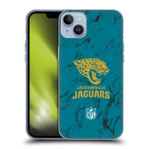NFL Jacksonville Jaguars Graphics Coloured Marble Soft Gel Case for Apple iPhone 14 Plus