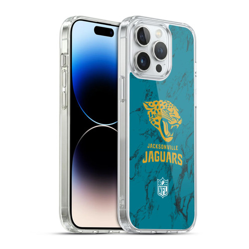 NFL Jacksonville Jaguars Graphics Coloured Marble Soft Gel Case for Apple iPhone 14 Pro Max & MagSafe