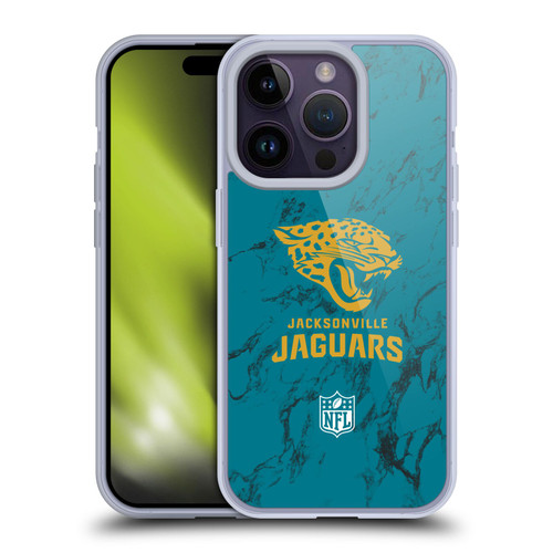 NFL Jacksonville Jaguars Graphics Coloured Marble Soft Gel Case for Apple iPhone 14 Pro