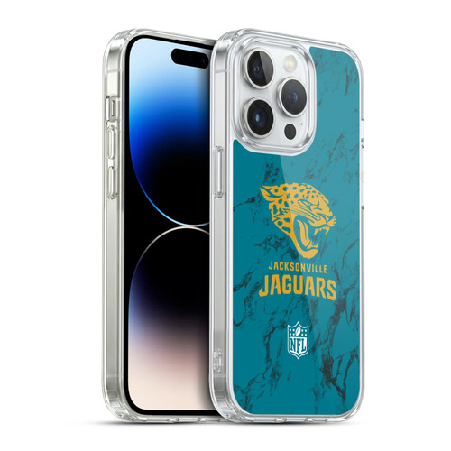 NFL Jacksonville Jaguars Graphics Coloured Marble Soft Gel Case for Apple iPhone 14 Pro & MagSafe