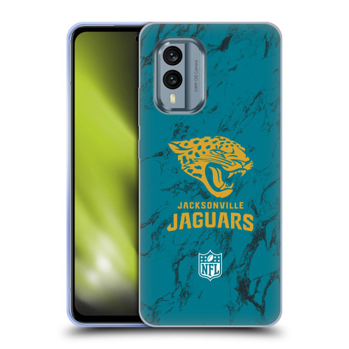 NFL Jacksonville Jaguars Graphics Coloured Marble Soft Gel Case for Nokia X30